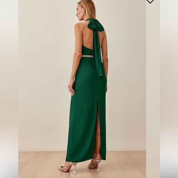NWT Reformation Filippa Sleeveless Midi Dress in Emerald Green - Picture 2 of 7